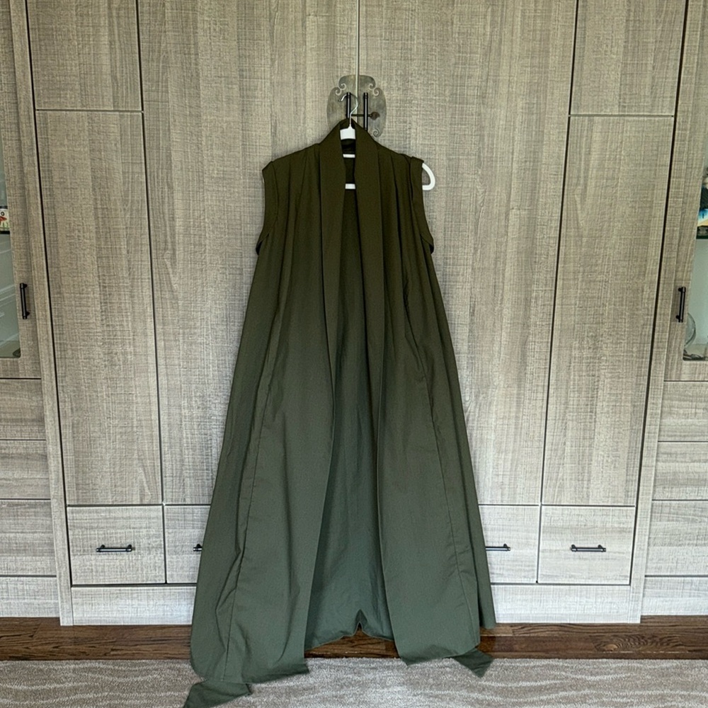COMMENSE Cotton‎ & Linen Belted Sleeveless Open Front Long Dress - Picture 14 of 17